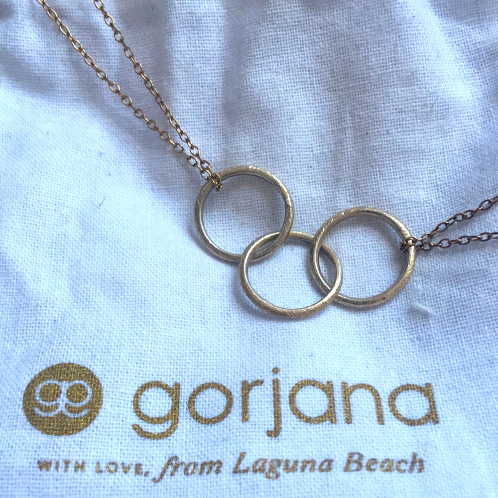 Vintage Gorjana Triple Ring Circle Delicate Chain Bracelet Bag Gold Fill Filled
